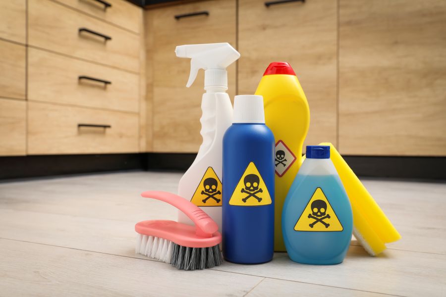 cleaning product bottles